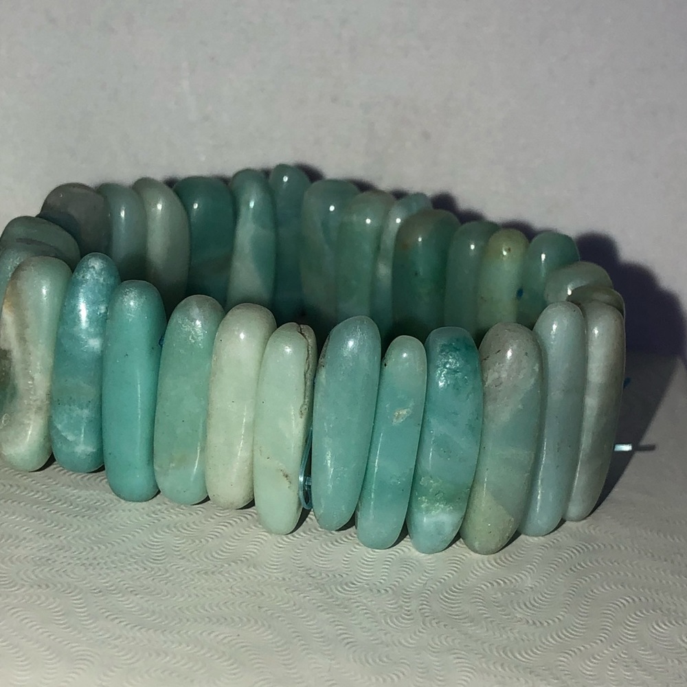 Amazonite Gemstone (267.32 cts) Sticks Stretchable Bracelet